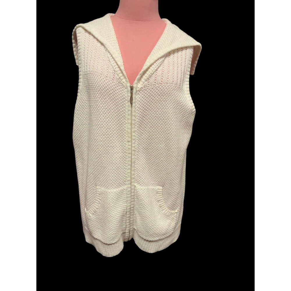 Christopher & Banks Zip Front Sleeveless Vest W/sailor Collar Sz XL